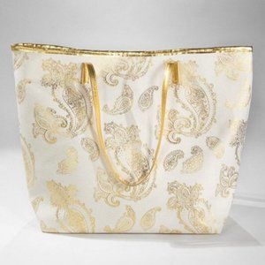 Tote bag foil paisley print shoulder bag handbag